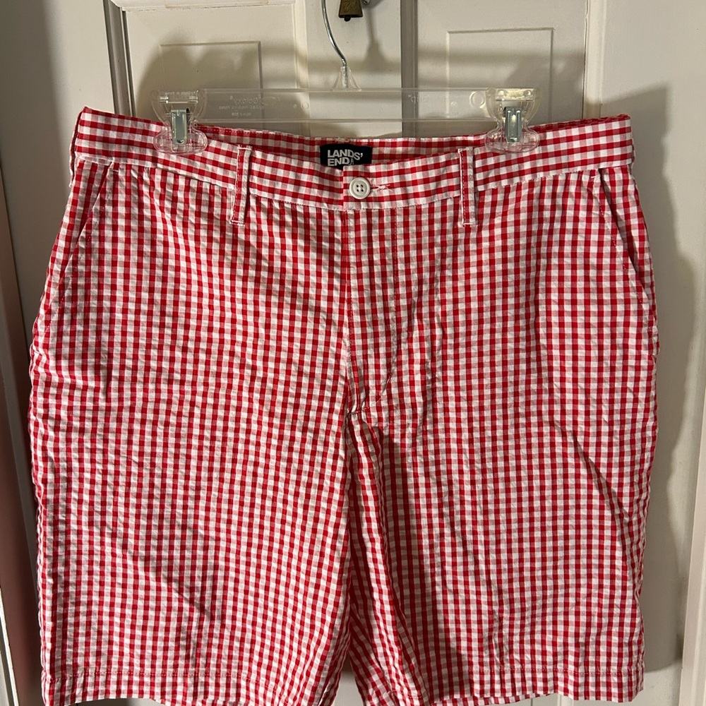 Lands' End Men’s Red Checkered Short